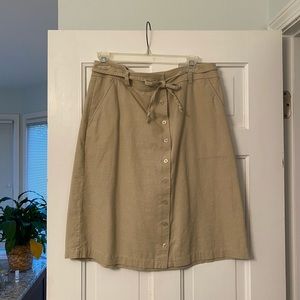 Eddie Bauer Linen Khaki Skirt
